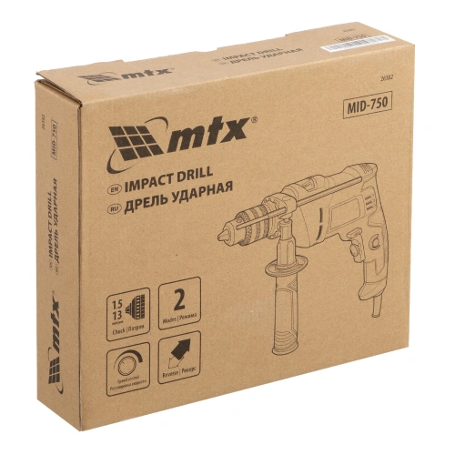 Дрель ударная MID-750, 750 Вт, 0-3000 об/мин, 0-48000 уд/мин MTX по ценам производителя в Казани с доставкой по всей России
