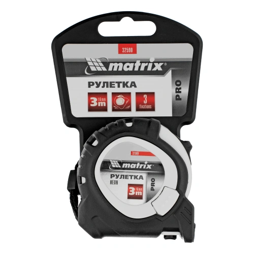 Рулетка Neon,3 м x 16 мм,обрезиненный корпус,3 фиксации,Pro Matrix по ценам производителя в Казани с доставкой по всей России