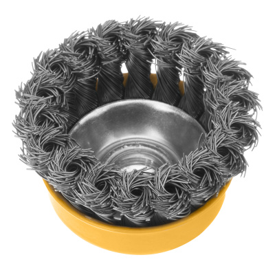 Щетка для УШМ, 75 мм, "Чашка", крученая нержавеющая проволока 0.5 мм, М14 Denzel по ценам производителя в Казани с доставкой по всей России