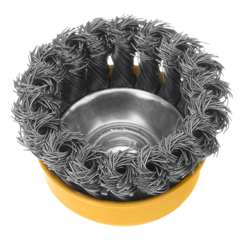 Щетка для УШМ, 75 мм, "Чашка", крученая нержавеющая проволока 0.5 мм, М14 Denzel по ценам производителя в Казани с доставкой по всей России