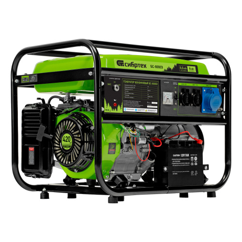 Генератор бензиновый БС-8000Э, 6,6 кВт, 230В, четырехтактный, 25 л, электростартер Сибртех по ценам производителя в Казани с доставкой по всей России