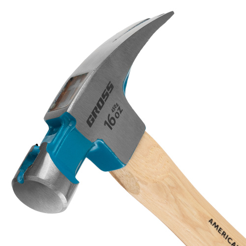 Молоток-гвоздодер, 450 г, угол 75, магнит, обрезиненная рукоятка American hickory GROSS купить в Москве с доставкой по всей России | ProtosMarket.ru