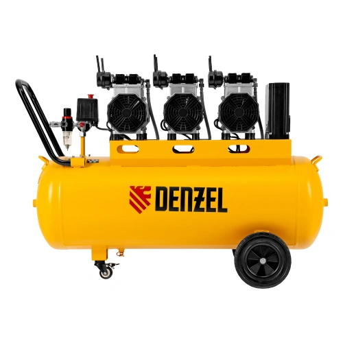 Компрессор безмасляный, малошумный DLS 3300/100, 3300 Вт,3x1100, 100 л, 570 л/мин ,блок управления Denzel купить в Москве с доставкой по всей России | ProtosMarket.ru