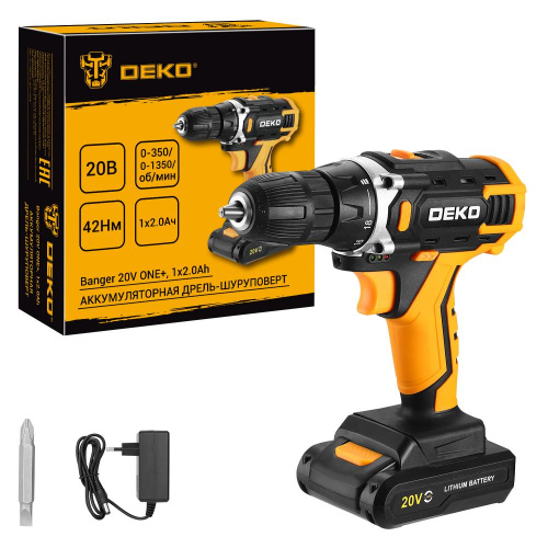 Аккумуляторная дрель-шуруповерт DEKO Banger 20V ONE+, 1x2.0Ач купить в Москве с доставкой по всей России | ProtosMarket.ru