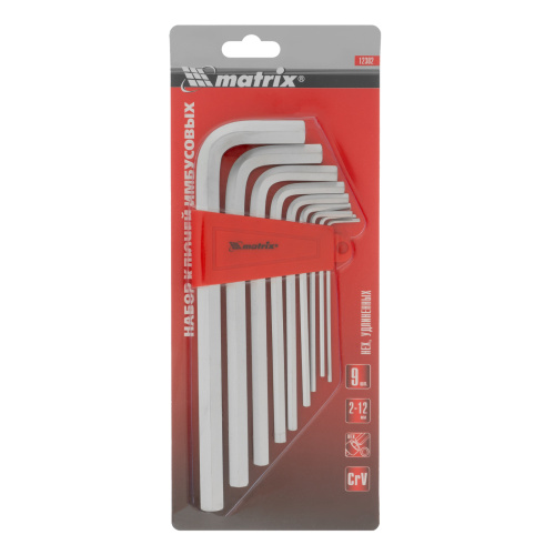 Набор ключей имбусовых HEX, 2-12 мм, CrV, 9 шт, удлиненныее с сатинированным покрытием Matrix купить в Москве с доставкой по всей России | ProtosMarket.ru