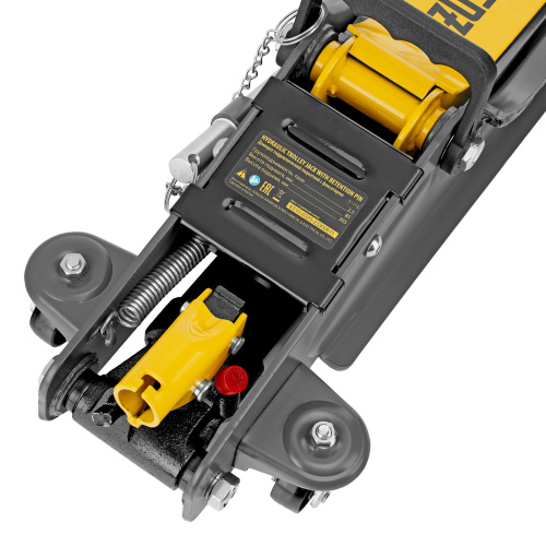 Домкрат гидравлический подкатной с фиксатором, 2,5 т,  85-385 мм, в пласт. кейсе Denzel по ценам производителя в Казани с доставкой по всей России