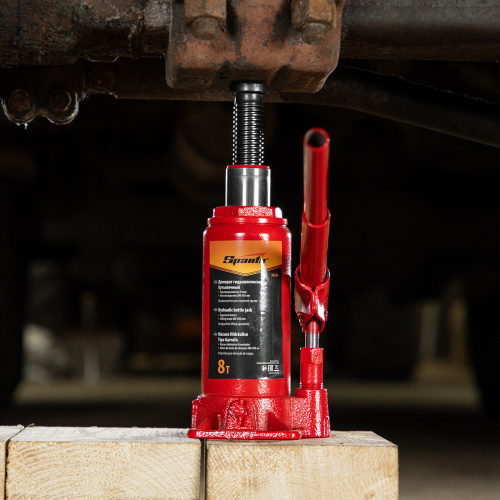 Домкрат гидравлический бутылочный, 8 т, h подъема 200-385 мм Sparta купить в Москве с доставкой по всей России | ProtosMarket.ru