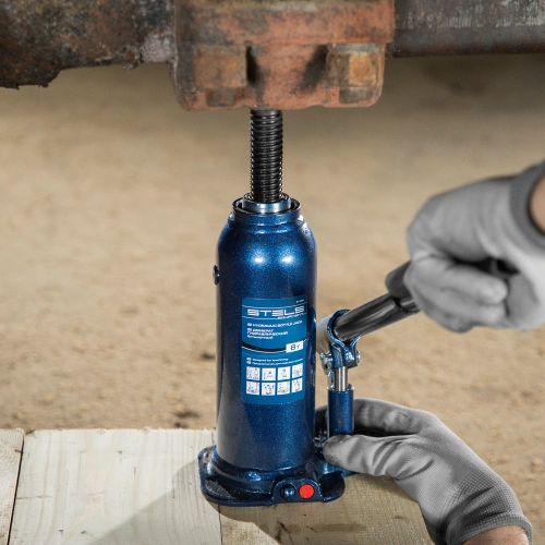 Домкрат гидравлический бутылочный, 8 т, h подъема 222-447 мм Stels купить в Москве с доставкой по всей России | ProtosMarket.ru