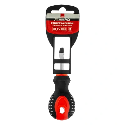 Отвертка Fusion, SL5 х 38 мм, CrV, трехкомпонентная рукоятка "Anti slip" Matrix по ценам производителя в Казани с доставкой по всей России
