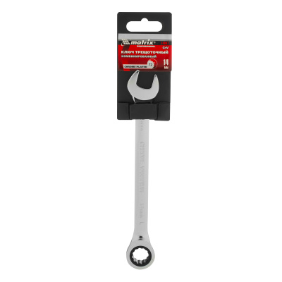 Ключ комбинированный трещоточный, 14 мм, CrV, зеркальный хром Matrix Professional купить в Москве с доставкой по всей России | ProtosMarket.ru