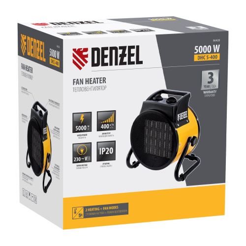 Тепловая пушка, керамический нагреватель (тепловентилятор) DHC 5-400, 230 В, 0.04/3/5 кВт Denzel по ценам производителя в Казани с доставкой по всей России