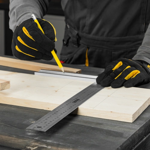 Угольник стальной 400 мм, нержавеющая сталь, градуировка, алюминиевое основание Denzel по ценам производителя в Казани с доставкой по всей России