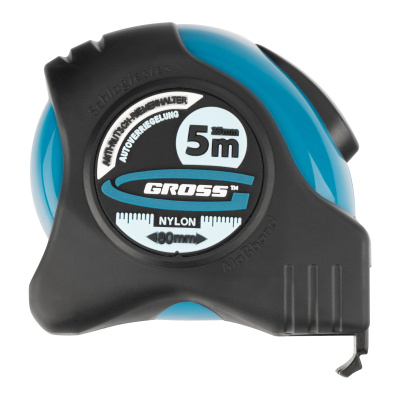 Рулетка "Schlagfest",5 м x 25 мм,магнитный обрезиненный зацеп,двусторонняя шкала,Нейлоновое покрытие,автоматическая фиксация Gross купить в Москве с доставкой по всей России | ProtosMarket.ru