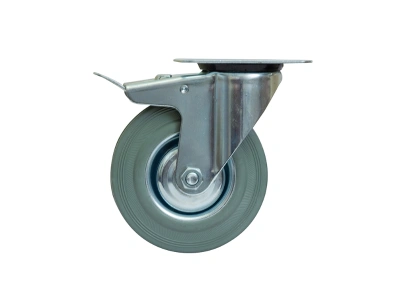 Колесо поворотное серая резина SCB 93 f 75 мм с тормозом купить в Москве с доставкой по всей России | ProtosMarket.ru