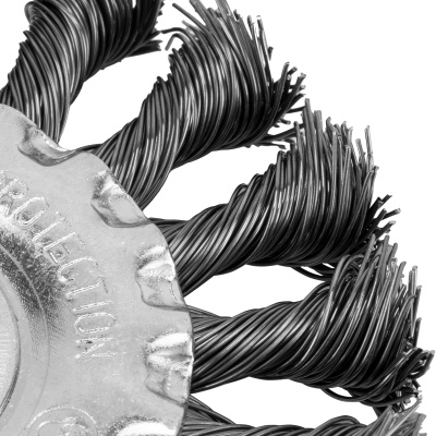 Щетка для УШМ, 100 мм, посадка 22.2 мм, плоская, крученая проволока 0.5 мм Сибртех по ценам производителя в Казани с доставкой по всей России