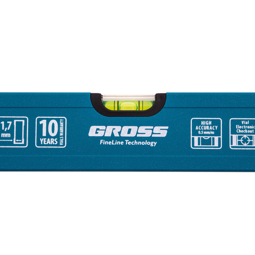 Уровень алюминиевый усиленный, 400 мм, 3 глазка Gross купить в Москве с доставкой по всей России | ProtosMarket.ru