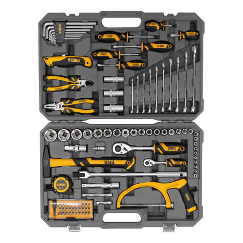 Набор инструментов, 1/2", 1/4", CrV, S2, пластиковый кейс, 100 предметов Denzel по ценам производителя в Казани с доставкой по всей России