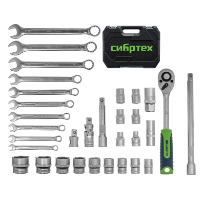 Набор инструментов, 1/2", пластиковый кейс, 32 предмета// Сибртех купить в Москве с доставкой по всей России | ProtosMarket.ru