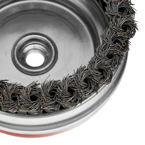 Щетка для УШМ Heavy Duty, 125 мм, М14, "чашка", крученая проволока 0.5 мм Matrix по ценам производителя в Казани с доставкой по всей России