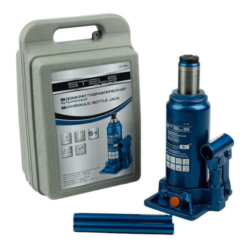 Домкрат гидравлический бутылочный, 5 т, H подъема 197-382 мм, в пластиковом кейсе Stels купить в Москве с доставкой по всей России | ProtosMarket.ru