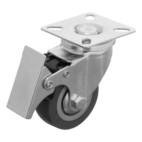 Колесо поворотное с тормозом D 50 мм, крепление  платформенное Сибртех по ценам производителя в Казани с доставкой по всей России