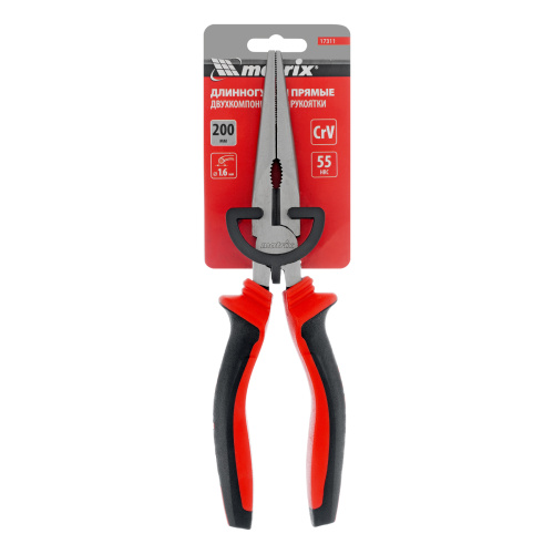 Длинногубцы прямые, 200 мм, хром-ванадий, двухкомпонентные рукоятки Matrix купить в Москве с доставкой по всей России | ProtosMarket.ru