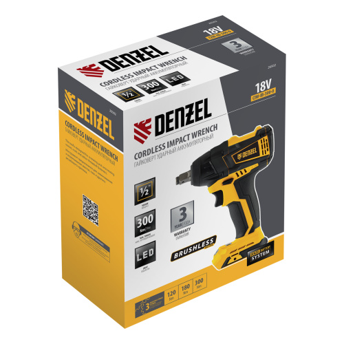 Гайковерт ударный аккумуляторный бесщет CIW-IB-300-0, Li-ion, 18В, 300Нм Denzel купить в Москве с доставкой по всей России | ProtosMarket.ru