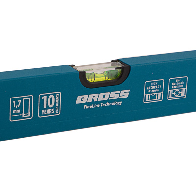 Уровень алюминиевый усиленный, 1000 мм, 3 глазка Gross купить в Москве с доставкой по всей России | ProtosMarket.ru