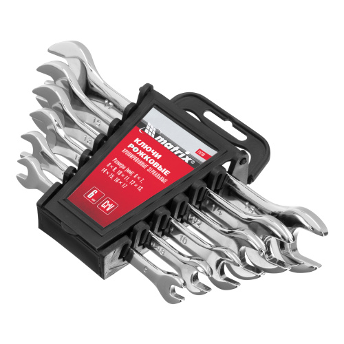 Набор ключей рожковых 6 шт, 6-17 мм, CrV, Elliptical, зеркальное хромирование Matrix купить в Москве с доставкой по всей России | ProtosMarket.ru
