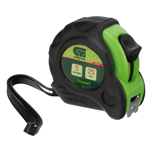 Рулетка Графит,обрезиненный корпус,амортизатор,5 м х 25 мм Сибртех по ценам производителя в Казани с доставкой по всей России