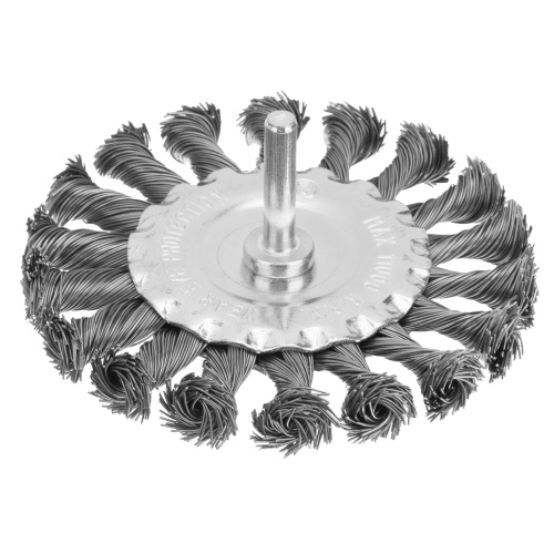 Щетка для дрели, 100 мм, плоская со шпилькой, крученая металлическая проволока Matrix по ценам производителя в Казани с доставкой по всей России