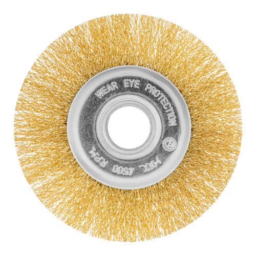 Щетка для УШМ, 125 мм, посадка 22.2 мм, плоская, латунированная витая проволока Matrix по ценам производителя в Казани с доставкой по всей России