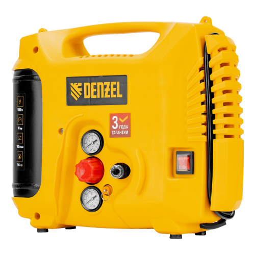 Компрессор воздушный DL1300, 10 бар, 1,3 кВт 180 л/мин 5 л, с набором аксессуаров Denzel по ценам производителя в Казани с доставкой по всей России