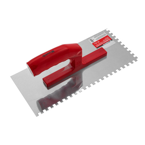 Гладилка из нержавеющей стали, 280 х 130 мм, зеркальная полировка, пластмассовая ручка, зуб 6 х 6 мм Matrix купить в Москве с доставкой по всей России | ProtosMarket.ru