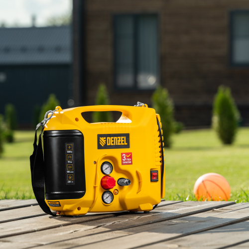 Компрессор воздушный DL1300, 10 бар, 1,3 кВт 180 л/мин 5 л, с набором аксессуаров Denzel по ценам производителя в Казани с доставкой по всей России