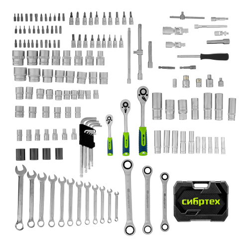 Набор инструментов, 1/2", 3/8", 1/4", пластиковый кейс 160 предм. Сибртех купить в Москве с доставкой по всей России | ProtosMarket.ru