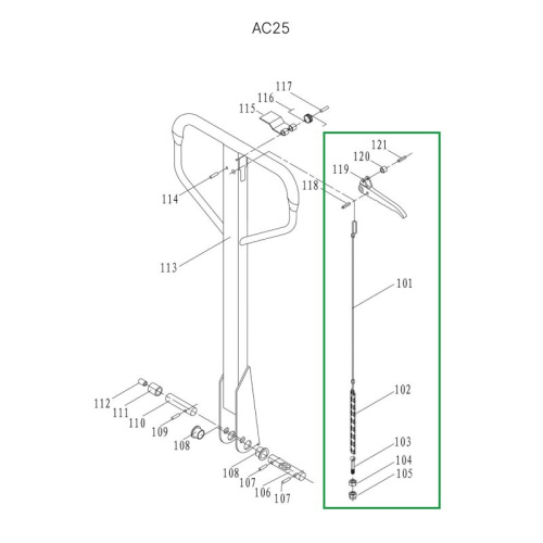 Тяга цепная в сборе для ручки гидравлических тележек DF25 по ценам производителя в Казани с доставкой по всей России