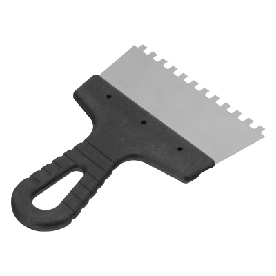 Шпатель из нержавеющей стали, 150 мм, зуб 6 х 6 мм, пластмассовая ручка Сибртех купить в Москве с доставкой по всей России | ProtosMarket.ru