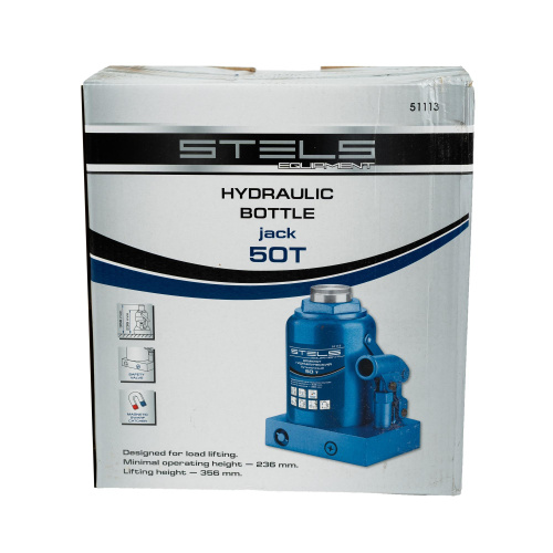 Домкрат гидравлический бутылочный, 50 т, H подъема 236-356 мм Stels купить в Москве с доставкой по всей России | ProtosMarket.ru