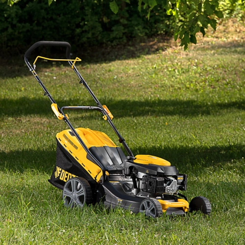 Газонокосилка бензиновая GLD-460, 146 куб.см, ширина 46 см, ручная, 7 уровней, травосборник 50 л Denzel купить в Москве с доставкой по всей России | ProtosMarket.ru