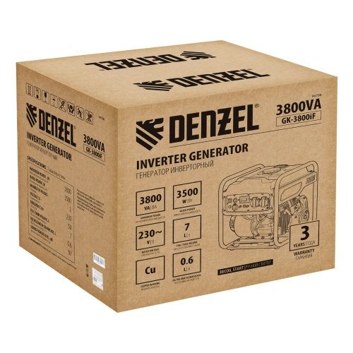Генератор инверторный GK-3800iF, 3,8 кВт, 230 В, ручной старт DENZEL купить в Москве с доставкой по всей России | ProtosMarket.ru