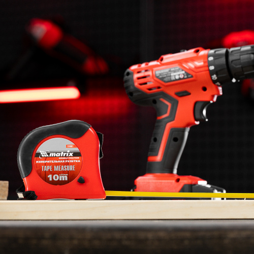 Рулетка Double fixation,10 м х 25 мм,обрезиненный корпус,двойная плавная фиксация Matrix по ценам производителя в Казани с доставкой по всей России