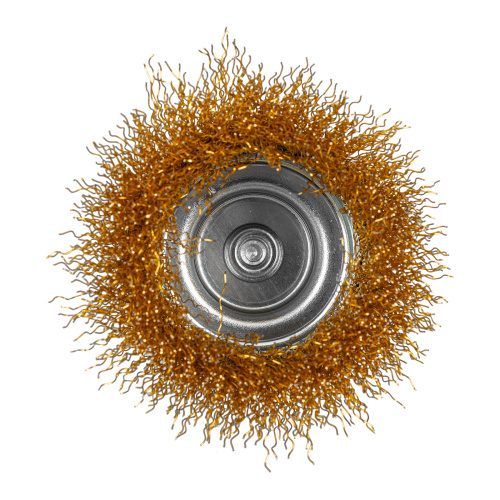 Щетка для дрели, 75 мм, "чашка" со шпилькой, латунированная витая проволока Matrix по ценам производителя в Казани с доставкой по всей России