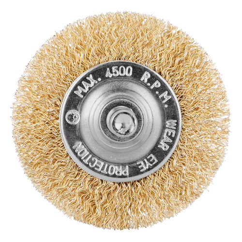 Щетка для дрели, 60 мм, плоская со шпилькой, латунированная витая проволока Matrix по ценам производителя в Казани с доставкой по всей России
