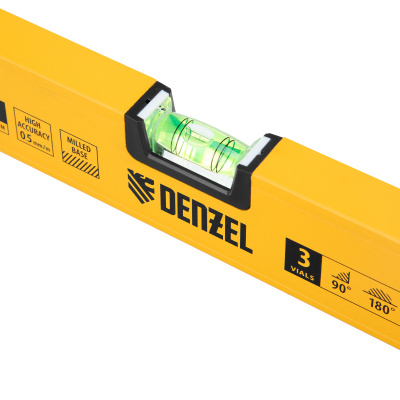 Уровень алюминиевый, магнит, фрезерованный, 3 глазка (1 зеркал.) 0,5 мм/м, 600 мм Denzel по ценам производителя в Казани с доставкой по всей России