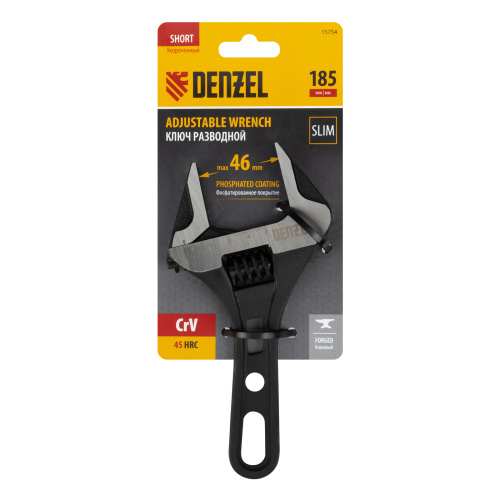 Ключ разводной 185 мм, CrV, кованый, укороченная рукоятка Denzel купить в Москве с доставкой по всей России | ProtosMarket.ru