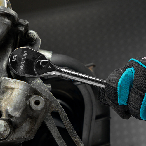 Ключ-трещотка 3/8", CrV, 120 зубьев, цельнометаллический, хром Gross купить в Москве с доставкой по всей России | ProtosMarket.ru