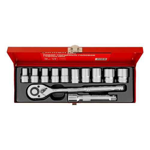 Набор торцевых головок, 1/2", головки 10 - 24 мм, с трещот. ключом, 12 предметов Matrix купить в Москве с доставкой по всей России | ProtosMarket.ru