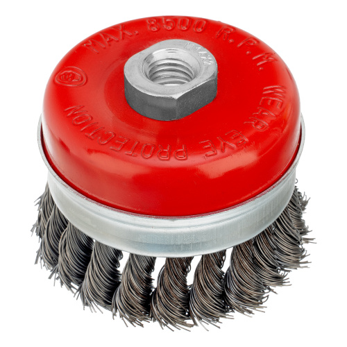 Щетка для УШМ Heavy Duty, 80 мм, М14, "чашка", крученая проволока 0.5 мм Matrix по ценам производителя в Казани с доставкой по всей России