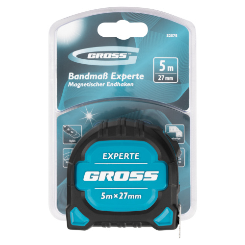 Рулетка Experte,5 м x 27 мм,двухкомпонентный корпус,магнит,двухсторонняя разметка,нейлон Gross купить в Москве с доставкой по всей России | ProtosMarket.ru